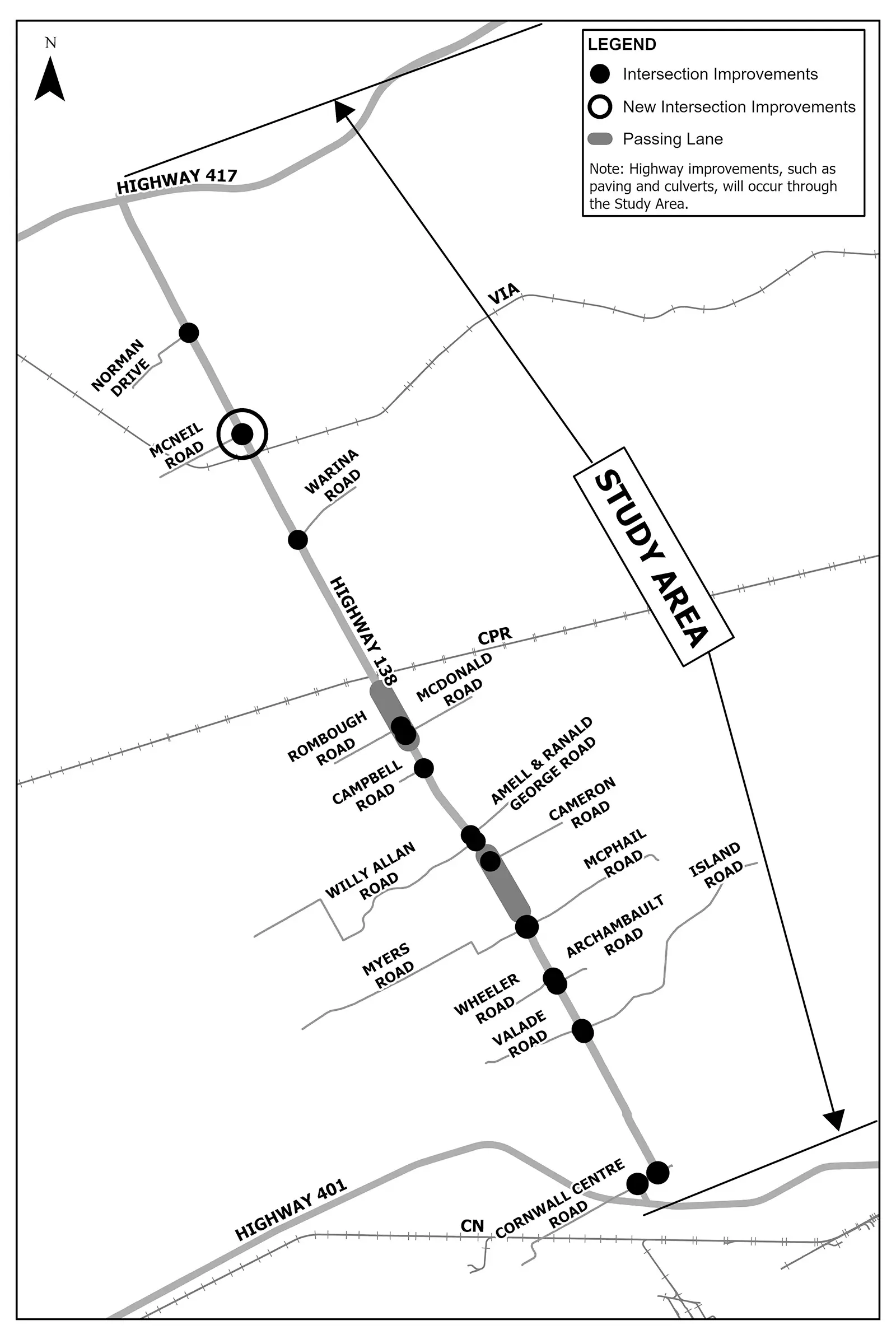 Study area for Highway 138 improvements